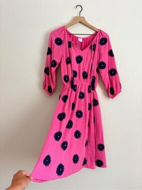 Mer St. Barth Bright Pink Gauzy Embroidered Dress